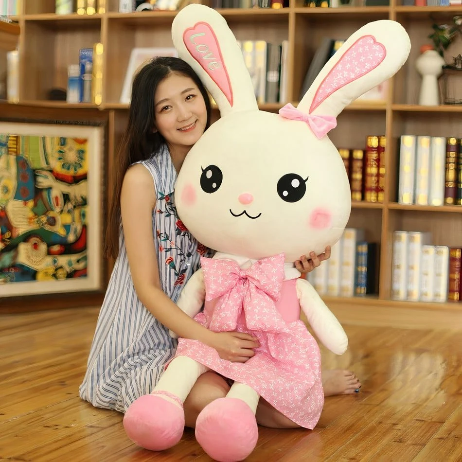 Peluche Lapin Géant Avec Robe Rose 2 Peluche Lapin Géant Avec Robe Rose – Image 2