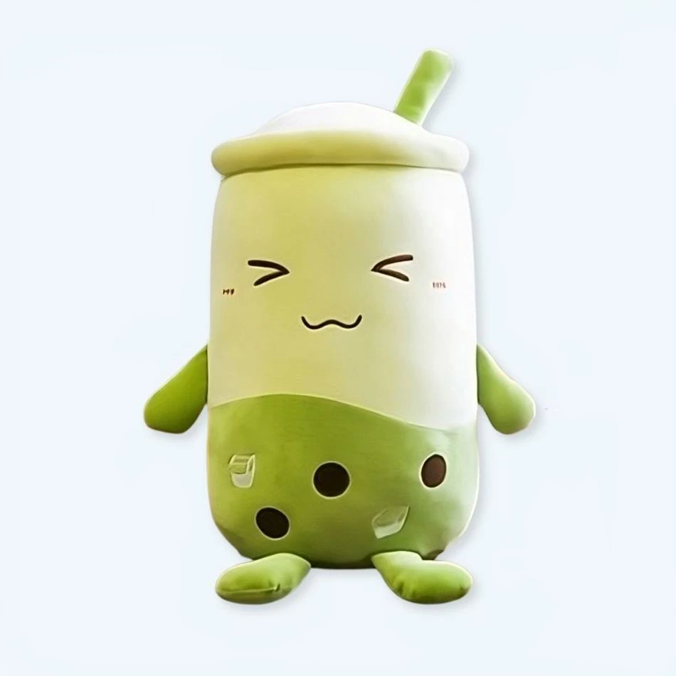 Oreiller En Peluche Thé Matcha Bubble Tea 1 Oreiller En Peluche Thé Matcha Bubble Tea