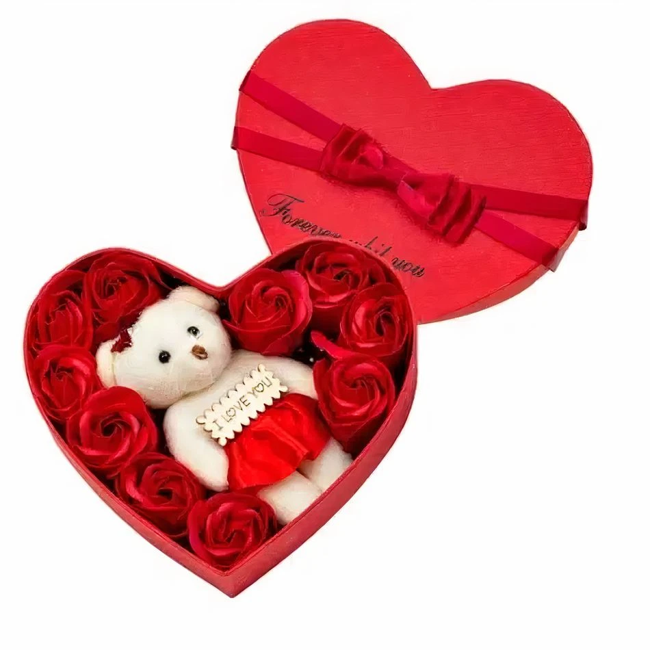 Boîte à Cadeau De Roses à Savon Avec Ours En Peluche Mignon 3 Boîte à Cadeau De Roses à Savon Avec Ours En Peluche Mignon – Image 3
