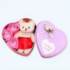 Peluche Ours Rose Coffret Amour