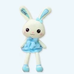 Peluche Lapin Géant Avec Robe Bleue