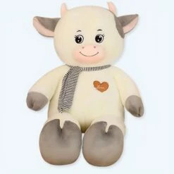 Peluche Vache Géante Blanche Grise