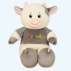 Peluche Vache Géante Tenue Grise