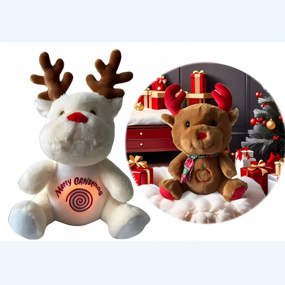 Peluche Renne Blanc Ou Marron De Noël Qui Respire Avec Berceuses 1 Peluche Renne Blanc Ou Marron De Noël Qui Respire Avec Berceuses