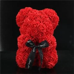 Ourson En Roses Avec Un Noeud Pour Saint-Valentin 10 Ourson En Roses Avec Un Noeud Pour Saint-Valentin -Magasin De Jouets En Peluche Ourson en Roses Artificielles pour Cadeau de Petite Amie Produit Orne de Fausses Fleurs Ideal comme Present pour les Ann 1