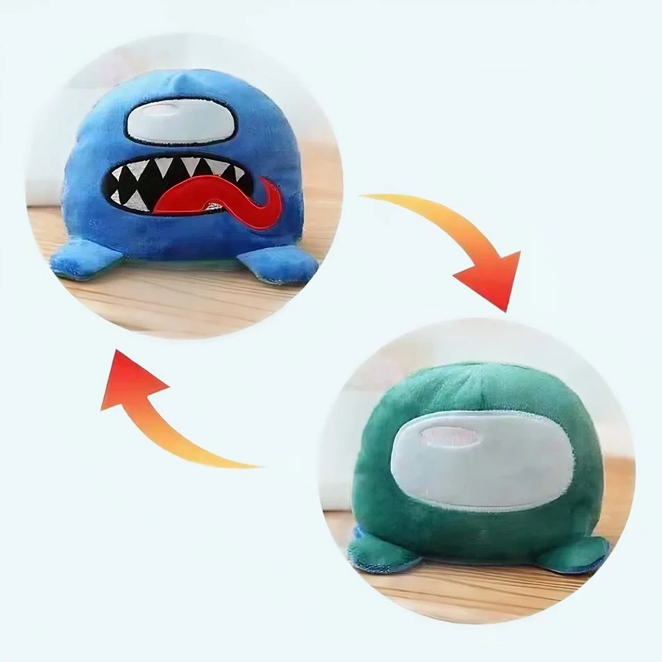 Peluche Among Us Réversible Bleue Verte 1 Peluche Among Us Réversible Bleue Verte