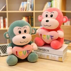 Peluche Singe Avec Cœur -Magasin De Jouets En Peluche Peluche singe avec coeur Peluche Saint Valentin a7796c561c033735a2eb6c MarronRoseVert 1