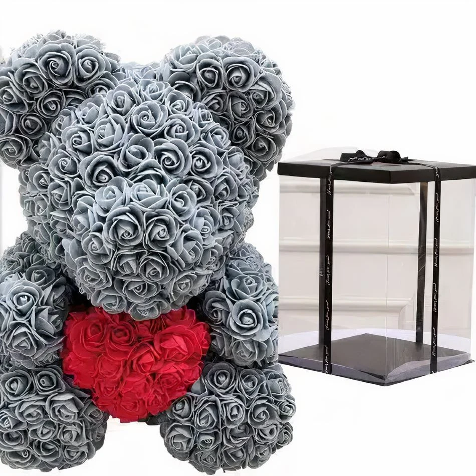 Peluche Ours Roses Grises Coffret Collector 2 Peluche Ours Roses Grises Coffret Collector – Image 2