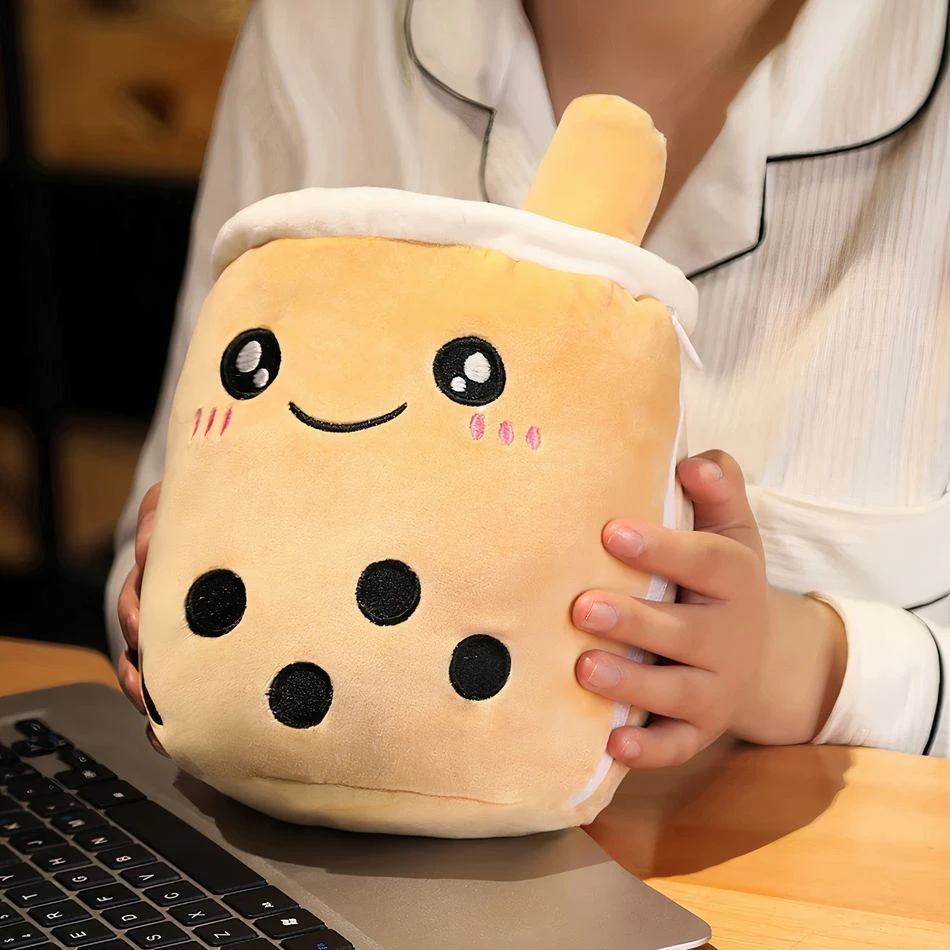 Peluche Coussin Bubble Tea Mignon Marron 4 Peluche Coussin Bubble Tea Mignon Marron – Image 4